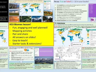 KS3 Geography Biomes lesson! Global ecosystems / biomes