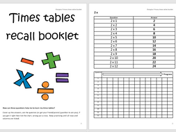 times table recall booklet teaching resources