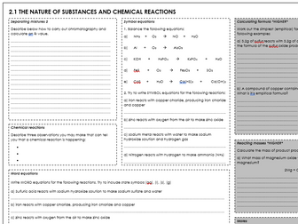 WJEC C1.1/C2.1 Chemistry Revision Sheet - The Nature of Substances & Chemical Reactions