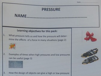 Pressure pupils work packfor common entrance and KS3