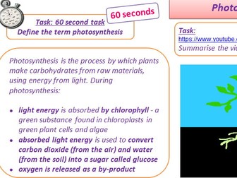 GCSE AQA Science B8 Photosynthesis Powerpoints, exam questions and activities