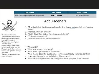 Romeo and Juliet Revision for all 5 acts-  14 Lessons (Plot, Quote, Past questions)