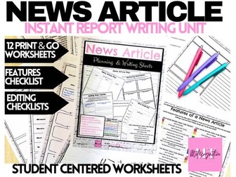 News Article Planning & Writing Worksheets