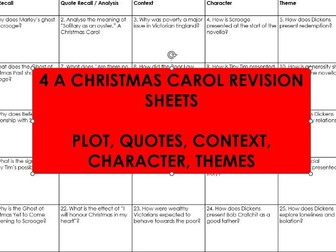 A Christmas Carol Revision Grid Worksheets