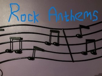 Rock Anthems Music worksheet for GCSE Music.