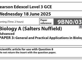 Edexcel SNAB Scientific Article Analysis 2025