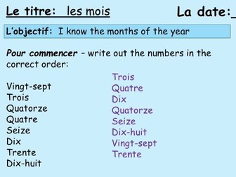 Months and birthdays year 7 French 2 lessons
