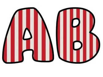 Red White Stripes Alphabet Letters | Classroom Bulletin Board Display, A-Z 0-9 and Signs