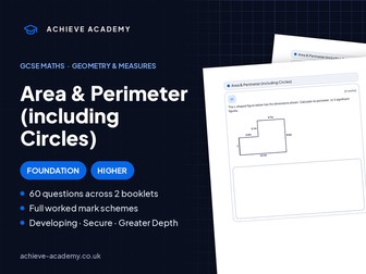 Area & Perimeter GCSE Maths Booklets | Foundation & Higher + Mark Schemes