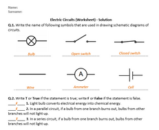 distance learning electric circuits worksheet teaching resources