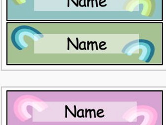 Editable Pastel Rainbow Table Names