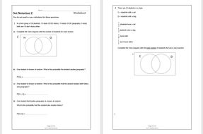 Set Notation GCSE maths: Worksheets and solutions | Teaching Resources
