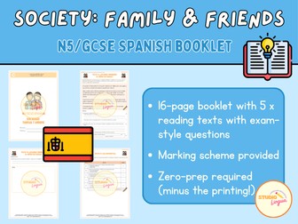 Family & Friends (Society) Reading Texts & Activities: N5/GCSE Spanish
