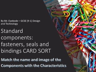 Standard components: fasteners, seals and bindings CARD SORT