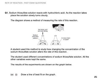 Rates of reaction past exam questions