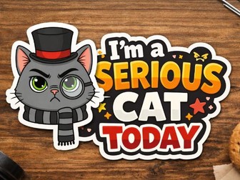 I'm a serious cat today" sticker or magnet.