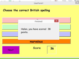 Multi-choice quiz for Year 6 spellings