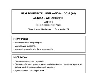 Global Citizenship IGCSE Mock Paper | Edexcel 4GL1/01 | CAP, Human Rights, GDP & SDGs | Full Marking