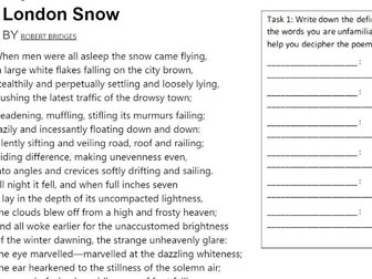 'London Snow' by Robert Bridges - Worksheet