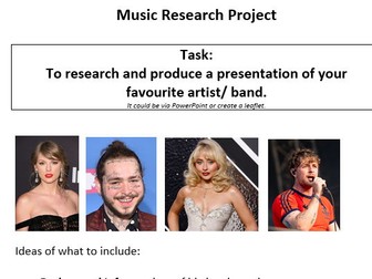 Snow Day/Cover - Pop Music Research Task KS3
