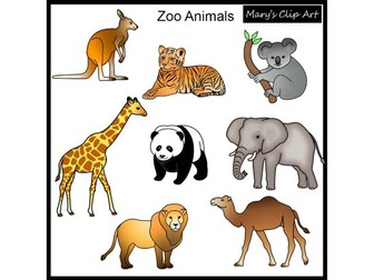 Clip art of zoo animals