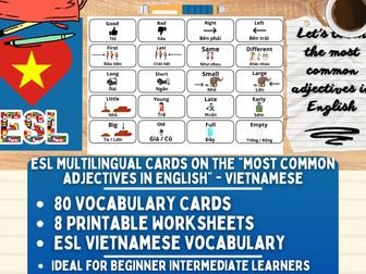 ESL Multilingual Vocabulary Flashcards - Most Common Adjectives - Vietnamese