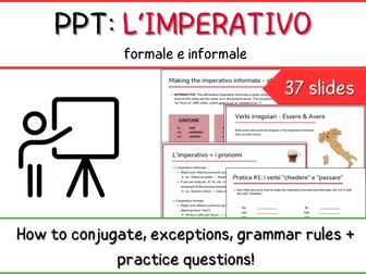 Italian Imperativo Verbs - PPT Presentation - Conjugation, Exceptions, Practice