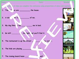 Prepositions of Place and Location 3 Photo Worksheet Set