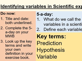 Full Lesson: Identifying Variables in Scientific Investigations (KS3/KS4)
