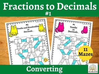Converting Fractions to Decimals Mazes #1