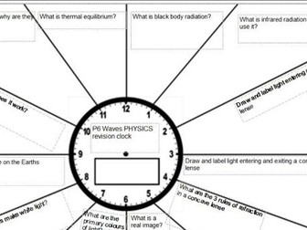 New AQA GCSE 9-1 Waves Revision Mat and clock Trilogy and Physics Topic 6