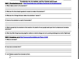 Intro or Review of Thunderstorms, tornadoes, and hurricanes web-quest