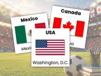 World Cup Countries, Flags & Capitals Display Cards