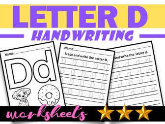 Beginning with the Letter D |Letter D Recognition and Handwriting|Letter formation Tracing Worksheet