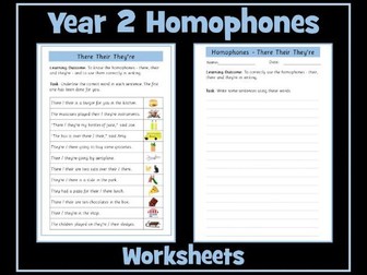 Homophones: There, Their, They're  Worksheet
