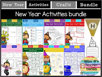 New Year Bundle for 2023: Reading Writing Arts and Crafts Math English Display