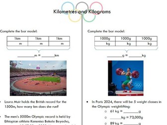 Olympic themed converting units kg and km