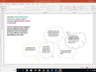 Forgiveness and reconciliation GCSE RE AQA Spec A