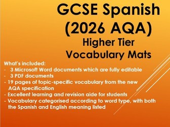 GCSE Spanish (2026 AQA) Higher Vocabulary Mats