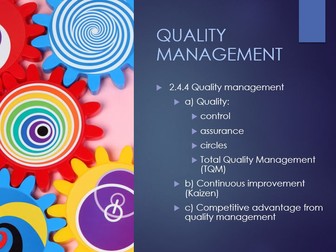 Pearson Edexcel 2.4.4 Quality management