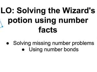 Number Bond and number problems Activity/starter - solving the wizards potions