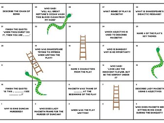Macbeth Snakes and Ladders Game