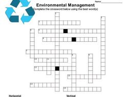 ENVIRONMENTAL MANAGEMENT Crossword Puzzle w/ answer key (version 1