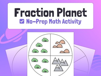 Fractions Craft | Beginner Fractions Activity, Space Fractions Math Center