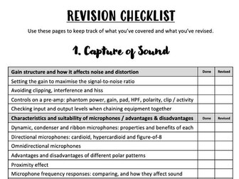 A Level Music Technology - Course checklist