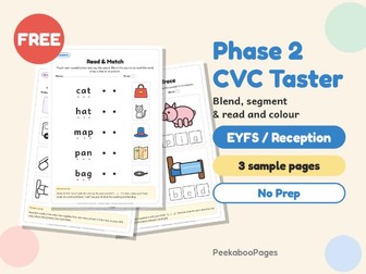 FREE Phase 2 CVC Taster – Blending, Segmenting & Read and Colour (EYFS / Reception)