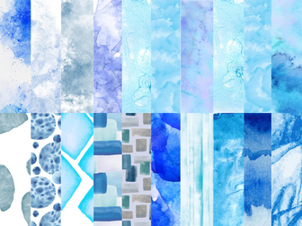 Clip Art for Digital Papers, Watercolor Blue Handpainted Backgrounds, and Textures