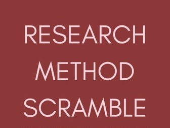 Research methods scramble. A level psychology WJEC unit 2 and 4