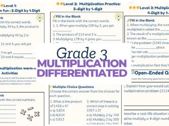 G3 Multiplication: Differentiated Math with open-ended questions