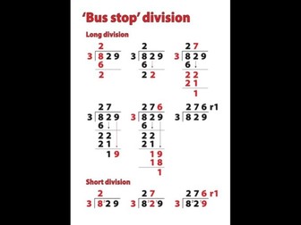 Bus Stop Long and Short Division Algorithms / Methods - Poster